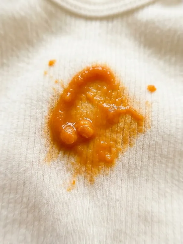 Puree stain on baby clothes